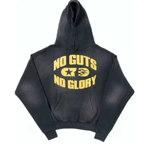 HELLSTAR NO GUTS NO GLORY FADED BLACK HOODIE